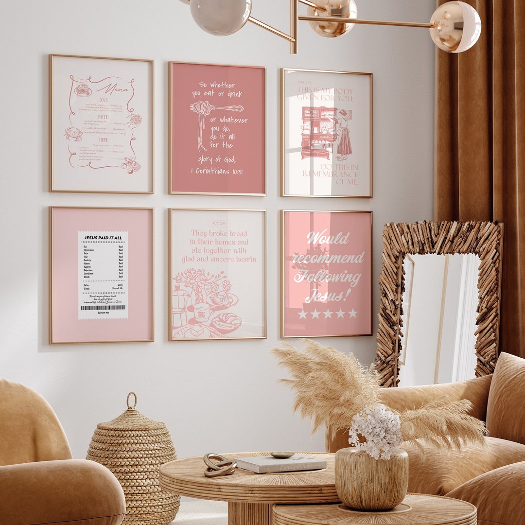 Pink Christian Bible Verse Gallery Wall Art Prints (digital Download ...