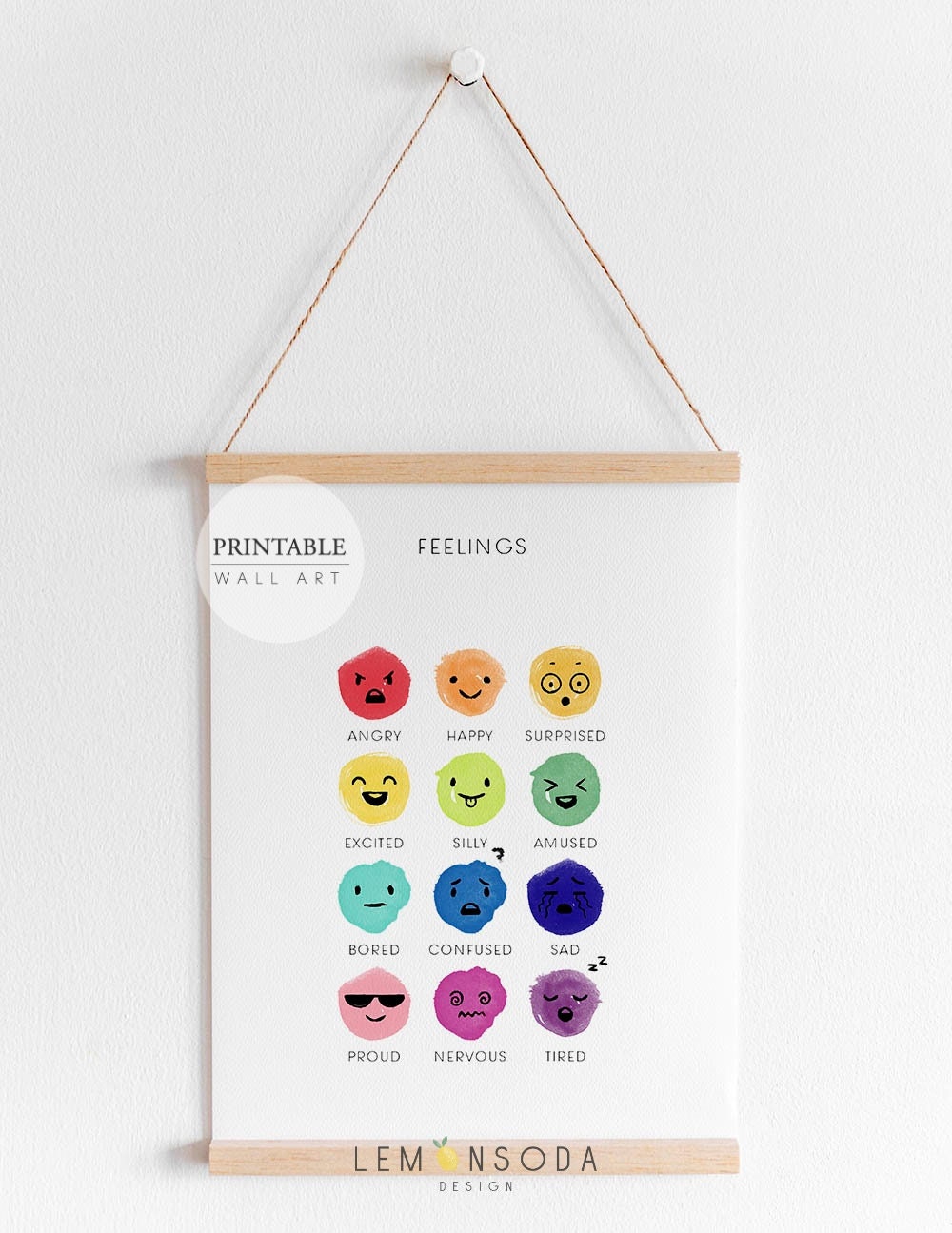 Feelings Chart Poster Printable Watercolor Rainbow Color - Etsy