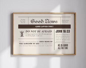 Vintage Newspaper Christian Wall Art: Bible Verse Print (Digital Download)