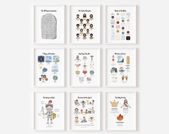 Christian Educational Print Set: Bible Stories, Sunday School Decor (Digital Download)