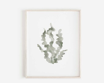 Sea plant print, Seaweed wall art, Sea plant, Coastal theme nursery, Sea Beach nursery, watercolor sea plant wall art, Downloadable print