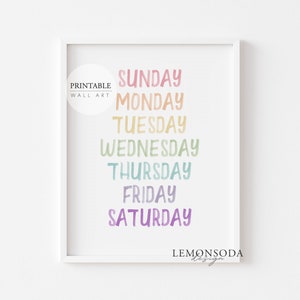 Pastel Alphabet Print Play Room Wall Shapes Days of Week Educational ...