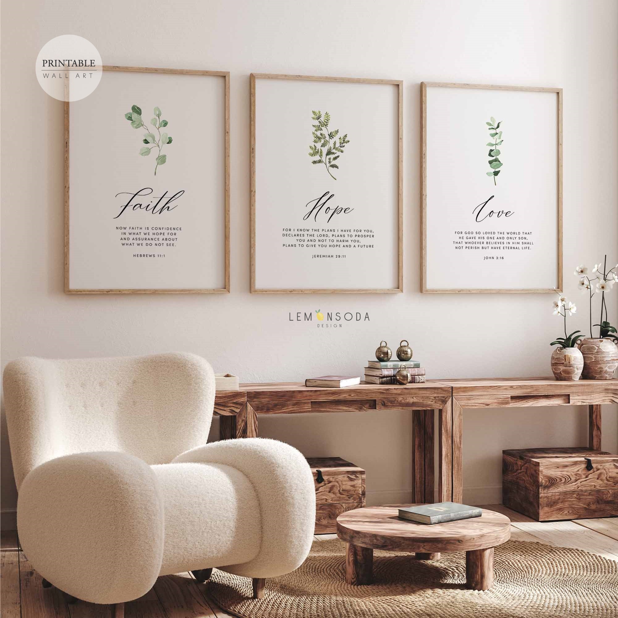 Faith Hope Love Bible Verse Wall Art Set of 3 Prints Etsy