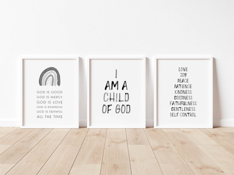 Nursery Bible Verse Prints Set of 3 God is Good Print I am | Etsy