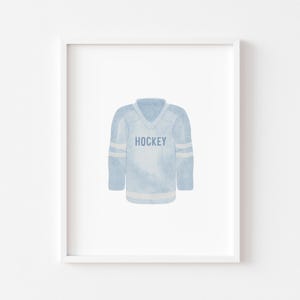 Blue Ice Hockey Jersey wall art, digital print, Hockey wall art, Vintage Sports nursery decor, kids Playroom wall art, Kids Athlete decor