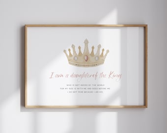 Daughter of the King Print: Pink Christian Nursery Decor (Digital Download)