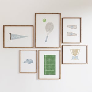 Blue Tennis Nursery Prints: Sports Wall Art Set (Digital Download)