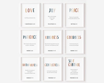 Kids Spirit of the Fruit Bundle Set of 9 Nursery Bible verse Printable Kids Room Scripture Wall Decor Sunday School Decor Church Nursery