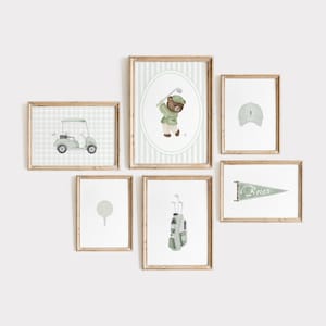 Salie groene pastel teddybeer sportprint: aangepaste kinderkamerkunst (digitale download)
