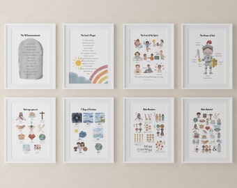 Christian Nursery Wall Art Set: Bible Alphabet, Scripture (PRINTABLE)