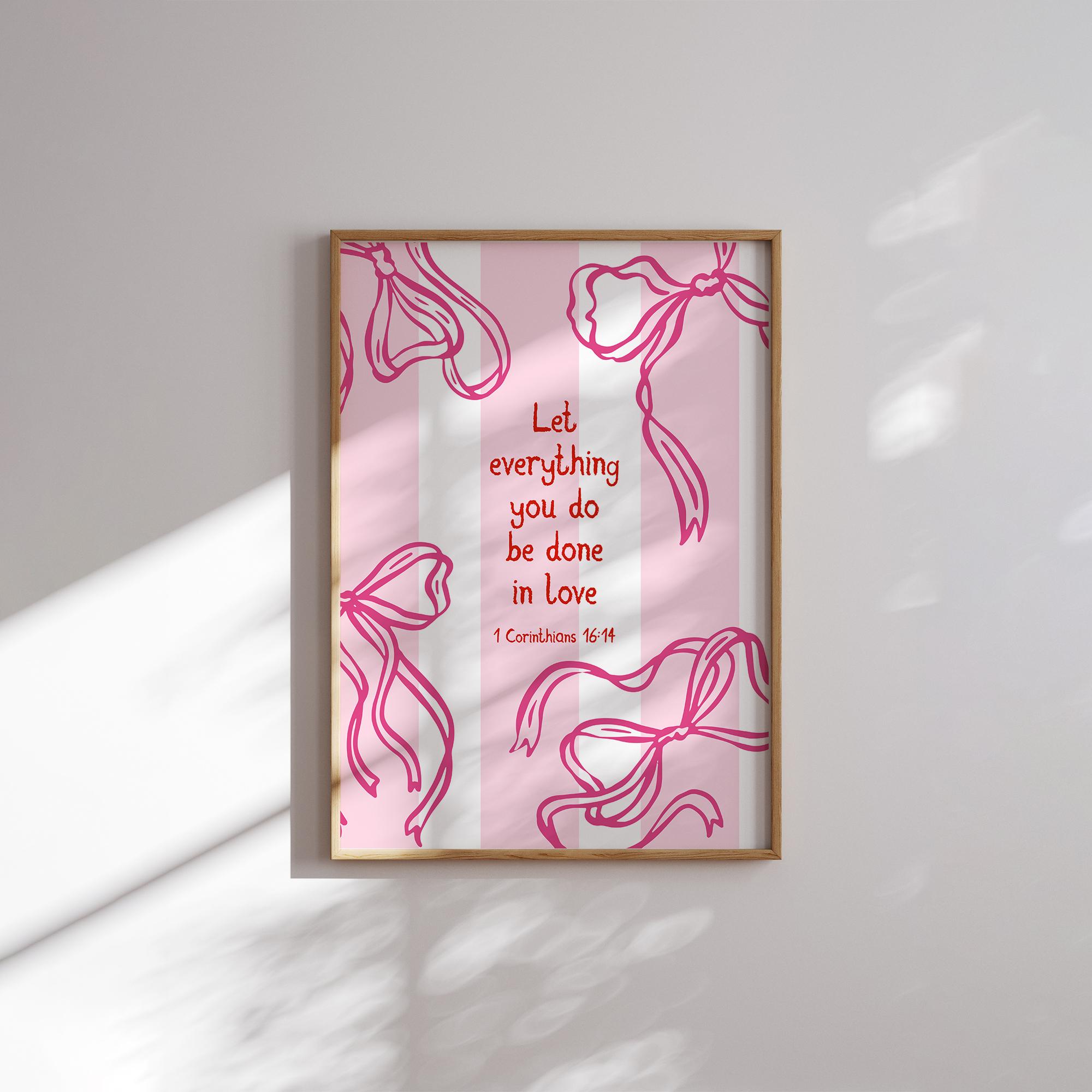 Christian Valentines Wall Art: Red Pink Bible Verse (digital