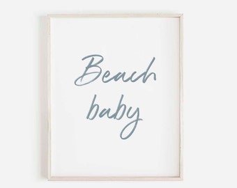 Beach baby print, Beach Nursery Decor, Printable Wall Art, Coastal Surf Decor, Baby Room Decor, Watercolor Nursery Decor, Downable print