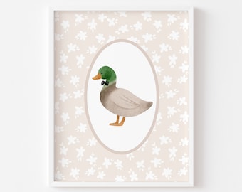 Watercolor Mallard Duck Print: Whimsical Nursery Decor (Digital Download)