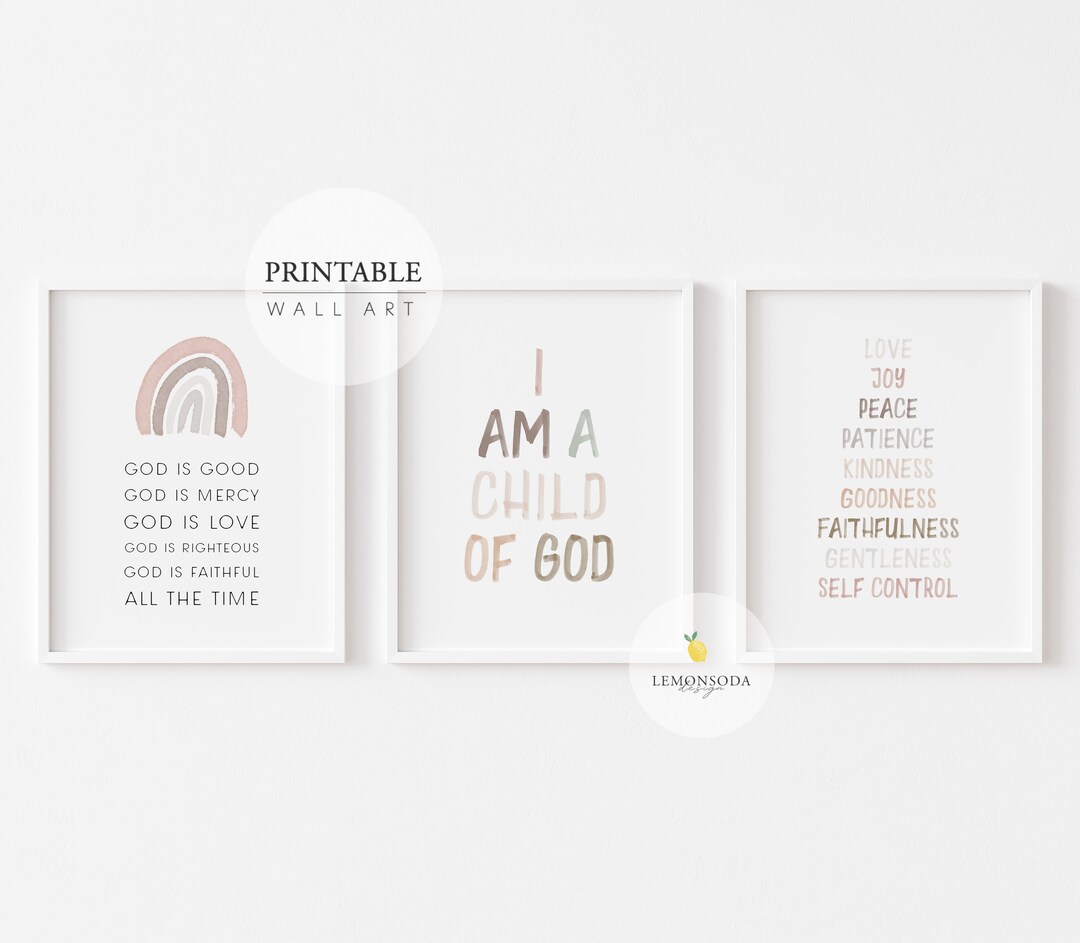 Neutral Nursery Rainbow Wall Decor Set of 3 Nursery Bible Etsy