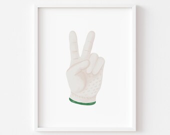Impresión de guante de golf verde en forma de V - Decoración infantil deportiva vintage - Descarga digital