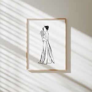 Printable Vietnam Aodai Dressed Woman print, Vietnamese traditional dress, Vietnamese Art, Minimalist Asian Line Drawing, Instant Download