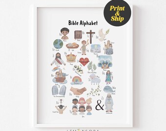 Biblical Alphabet Poster: Christian Nursery Decor (Print and Ship)