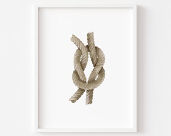 Touwknoopprint: nautische muurkunst kust (digitale download)