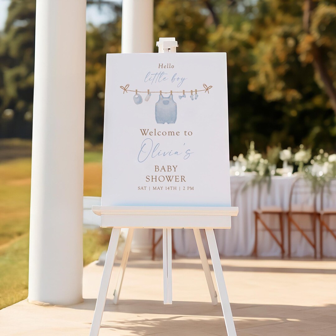 Hello Little Boy Blue Baby Shower Welcome Sign Template, Editable ...