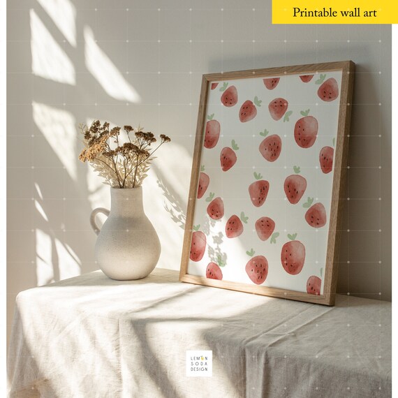 Stampa a olio di fragole, pittura di bacche, arte murale per cucina - Italia