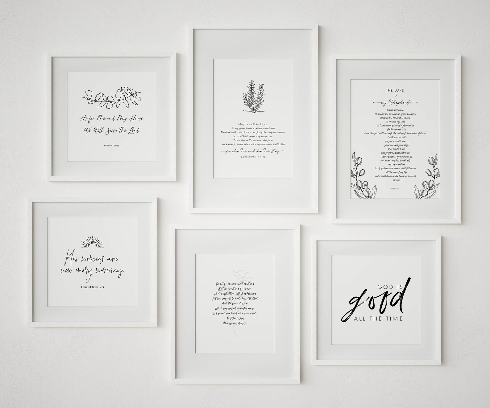 Printable Bible Verse Gallery Wall Art Set of 6 Scripture Etsy