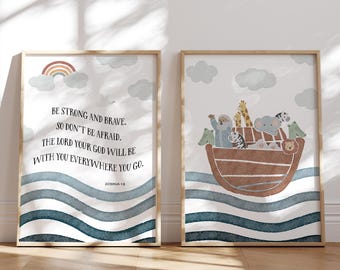 Décoration murale pour enfants Arche de Noé : impressions d'histoires bibliques (téléchargement numérique)