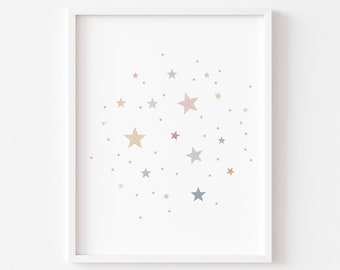 Watercolor Stars Nursery Print: Neutral Boho Decor (Digital Download)