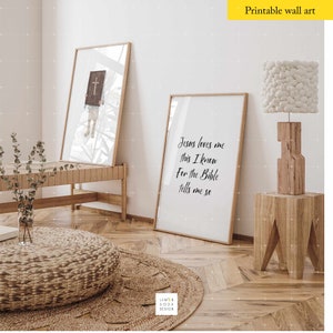 May include: Two printable wall art prints with a white background and black text. The first print features a child holding a Bible with the text "Jesus loves me this I knew For the Bible tells me so". The second print features a child holding a Bible.