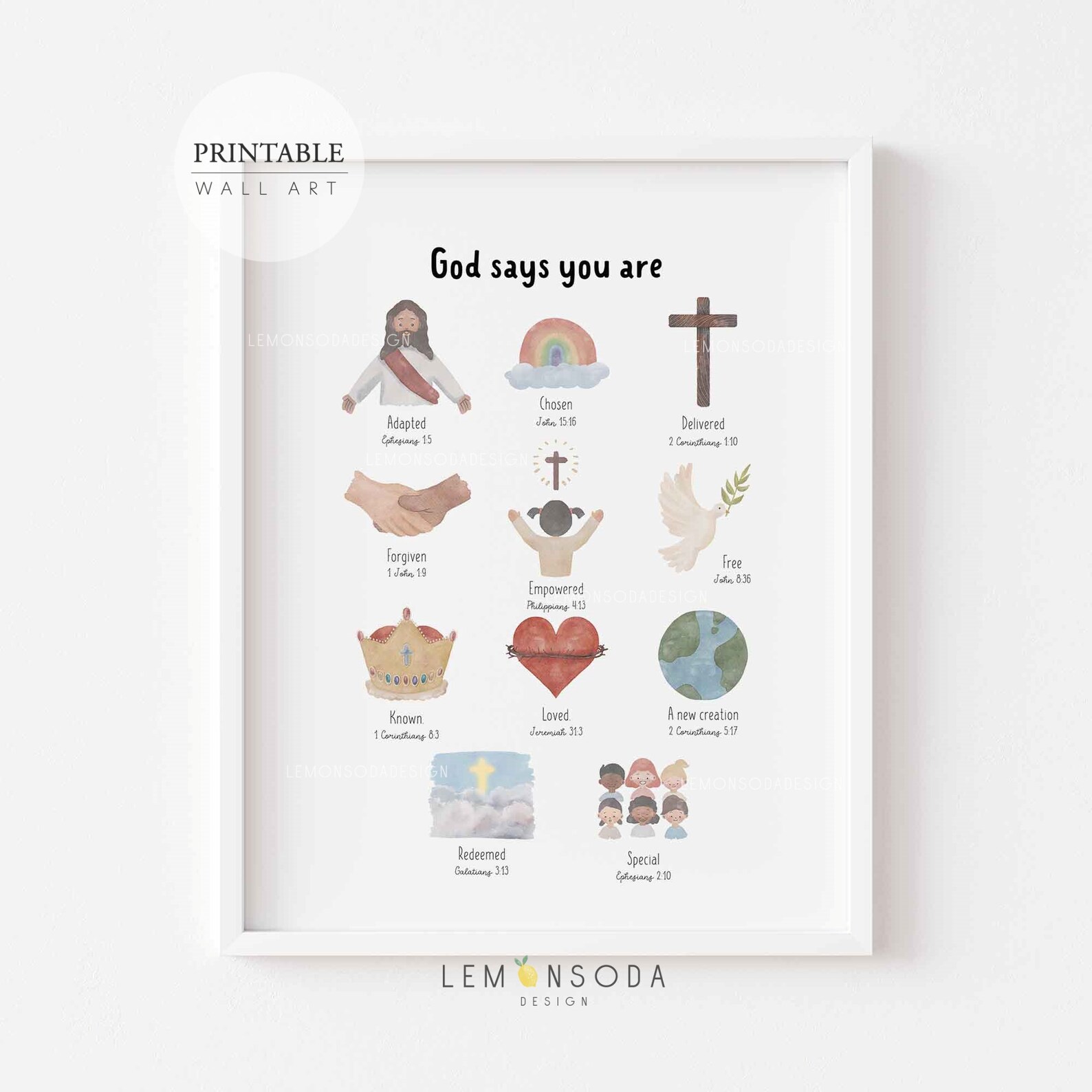 Set of 8 Christian Nursery Wall Art Bundle PRINTABLE Church Etsy