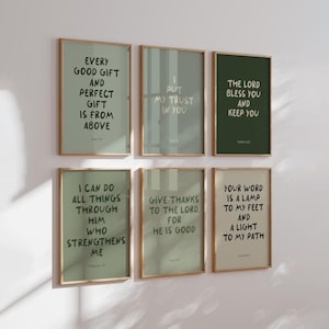 Green kids bible verse wall art, Christian homeschool wall decor, Church Sunday school educational wall art, Christian nursery decor