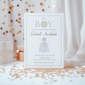 Blue Golf It&#39;s a Boy Baby Shower Invitation, Printable Sports Baby Shower Invitation, Editable Template, DIGITAL DOWNLOAD