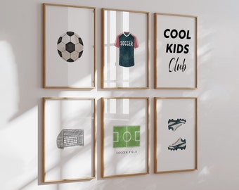Vintage fotbollskonsttryck: Sportbarnrumsdekor (set om 6) (digital nedladdning)
