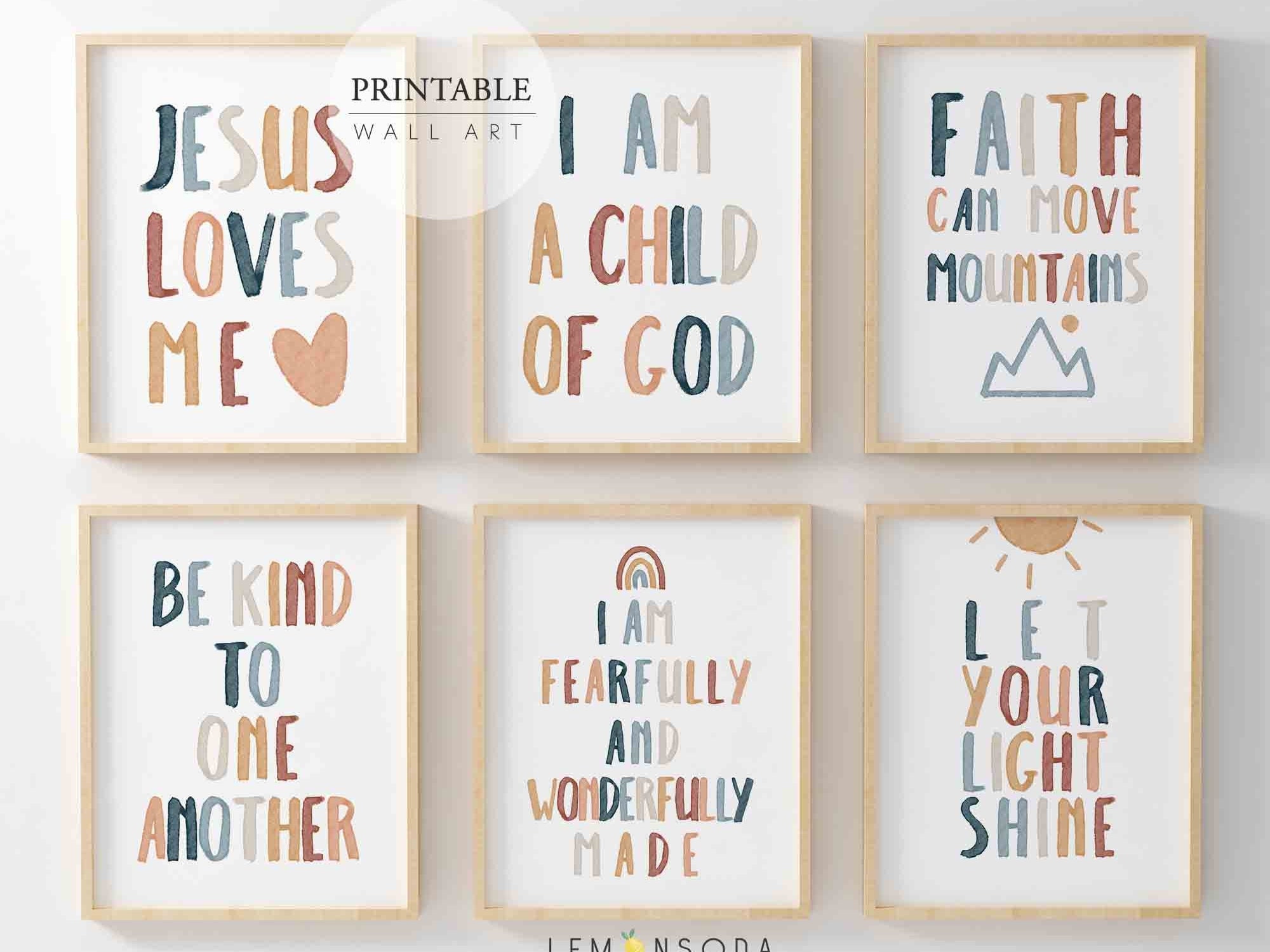 Christian Nursery Wall Decor Set of 6 Bible Verse Wall Art Etsy Canada