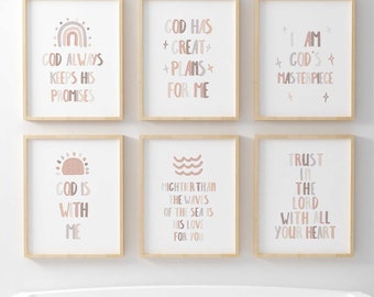 Neutral Nursery Bible Verse Prints: Set of 6 (Digital Download)