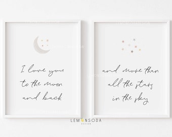 Nursery Wall Decor Print: Moon & Stars Quote (Digital Download)