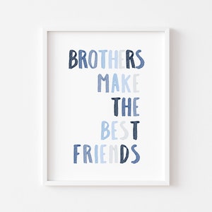 I fratelli diventano i migliori amici stampabili, decorazione da parete blu per la cameretta dei bambini, poster con citazioni motivazionali, arte da parete blu per la cameretta dei bambini, decorazione da parete per la cameretta dei ragazzi