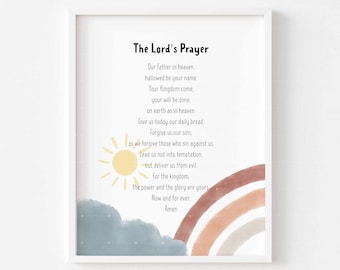 The Lord's Prayer Kids Print: Watercolor Christian Nursery Art (Digital Download)