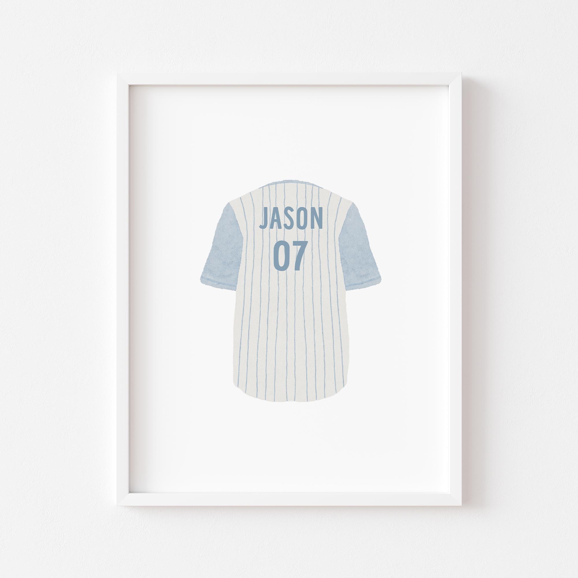 Blue baseball jersey custom name digital print, Sports Nursery Decor, Kids Sports Wall Art Set, boys Customized gift, digital download