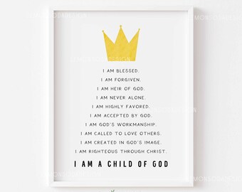 Bible Verse Kids Affirmations Print: Christian Nursery Decor (Digital Download)
