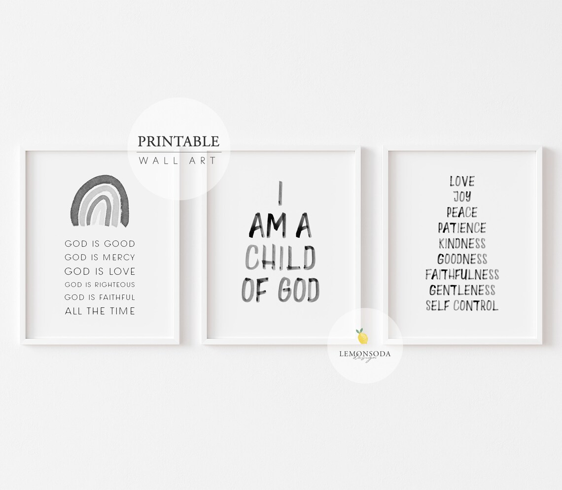 Nursery Bible Verse Prints Set of 3 God is Good Print I Am | Etsy
