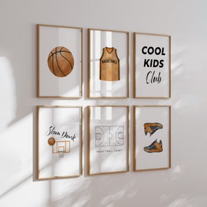 Basketball Prayer wall art set of 6 digital prints, Vintage aesthetic Sports nursery wall decor, kids Playroom wall decor, Kids Athlete art