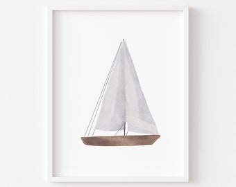 Sailboat Nursery Art: Coastal Beach House Decor (Digital Download)