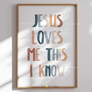 Jesus Loves me this I know Christian kids educational poster PRINTABLE Church Sunday school Christian Nursery preschool homeschool classroom