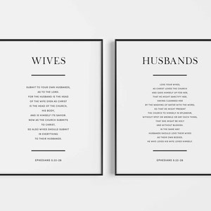 Ephesians 5:22-28 Husbands Wives Print Printable Bible Verse Wall Wedding Scripture Minimalist Christian Valentines Gift Digital Download