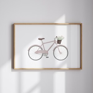 Pink Bike wall art, Baby Girl Vintage Nursery Wall Art, Travel Nursery Print, Pink Nursery Poster, Baby Girl Room Decor, Baby shower gift