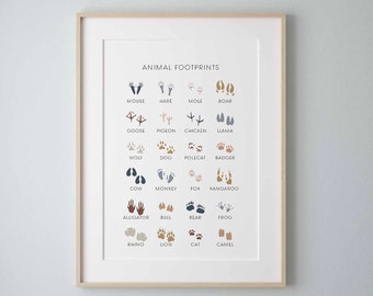 Earthy Tone Animal Footprints Print Footprint Chart Earthy - Etsy Earthy Tone Animal Footprints Print Footprint Chart Earthy - Etsy