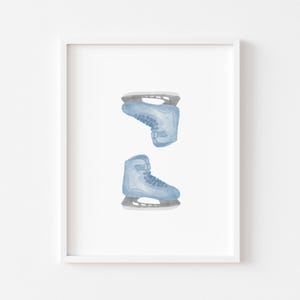 Blue Ice Hockey skates wall art, digital print, Hockey wall art, Vintage Sports nursery wall, kids Playroom wall art, Kids Athlete decor
