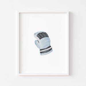 Blue Ice Hockey Glove wall art, digital print, Hockey wall art, Vintage Sports nursery decor, kids Playroom wall art, Kids Athlete decor