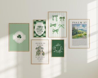 Green Christian Coquette Wall Art Set: Scripture Prints (Digital Download)