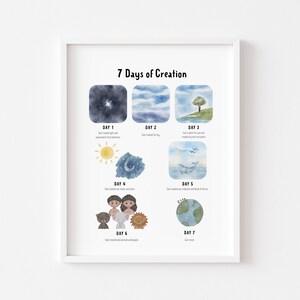 7 Days of Creation Poster: Christian Nursery Bible Art (Digital Download)